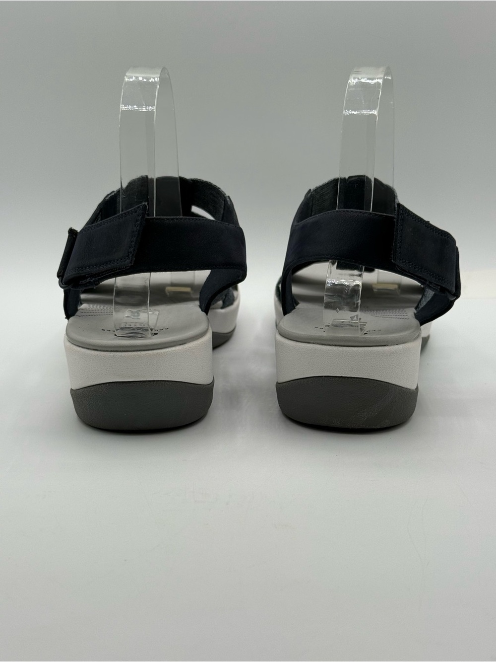Clarks Cloudsteppers Arla Shaylie Sandals Navy Blue Comfort Slingback Wedge - Picture 8 of 16